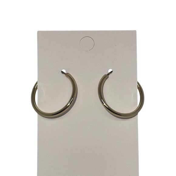 Gold Tone Polished Hoop Earrings Fashion Stylish Elegant Trendy Everyday Wear - Picture 6 of 7